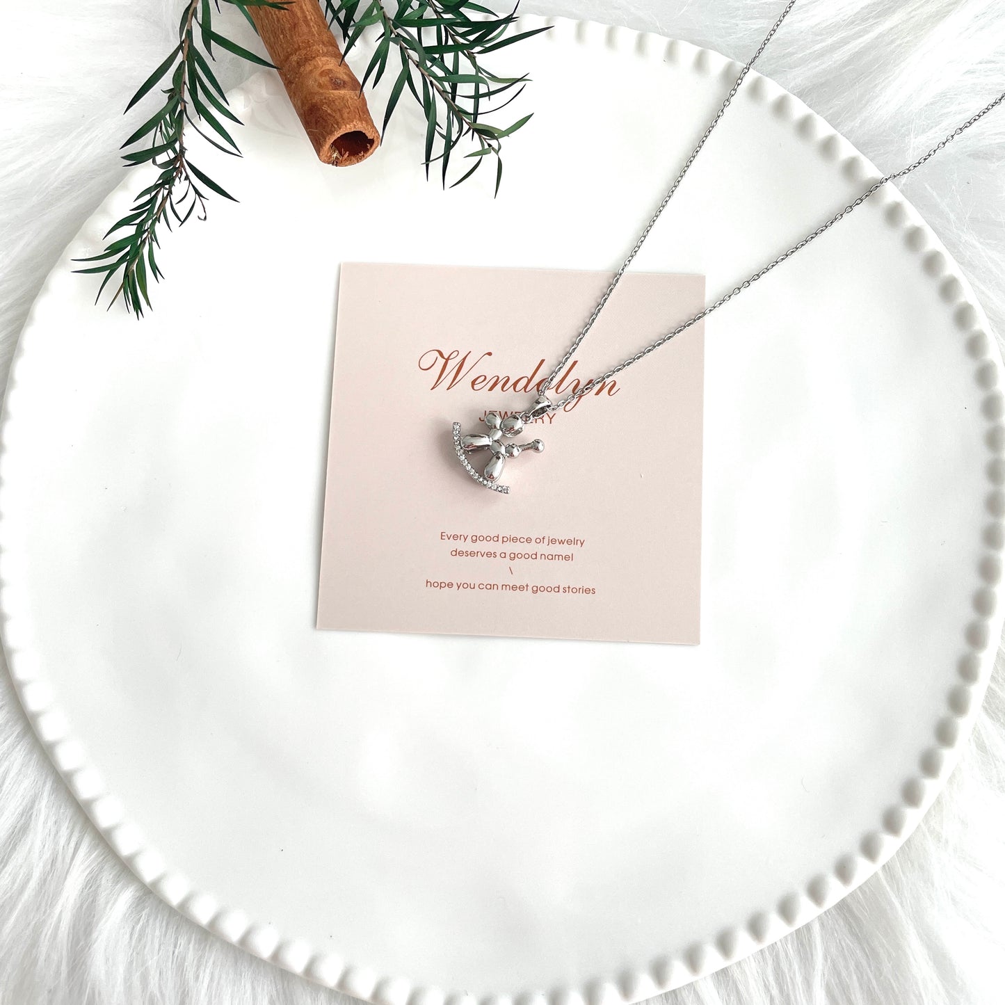 Sliver Balloon Dog Necklace