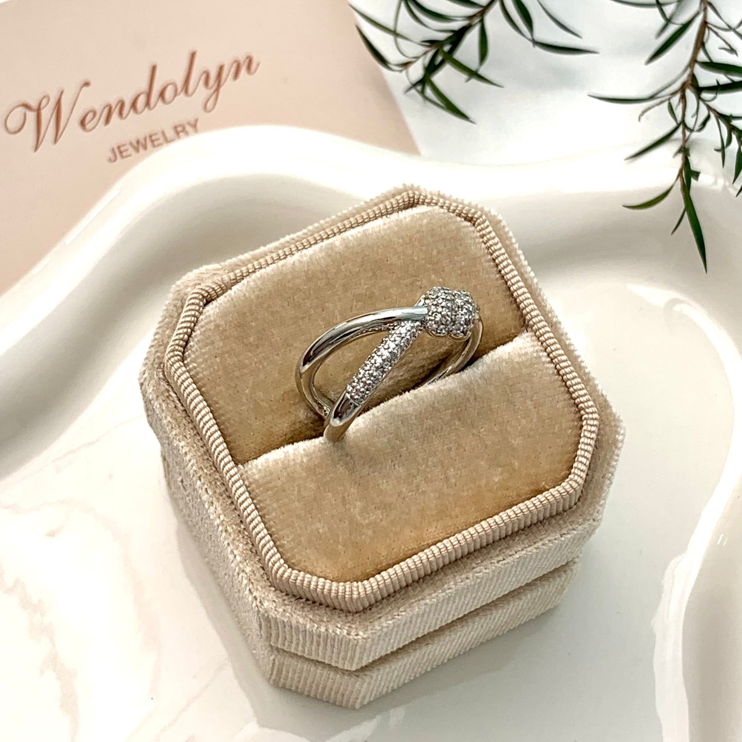 SILVER CROSS ZIRCON OPEN RING