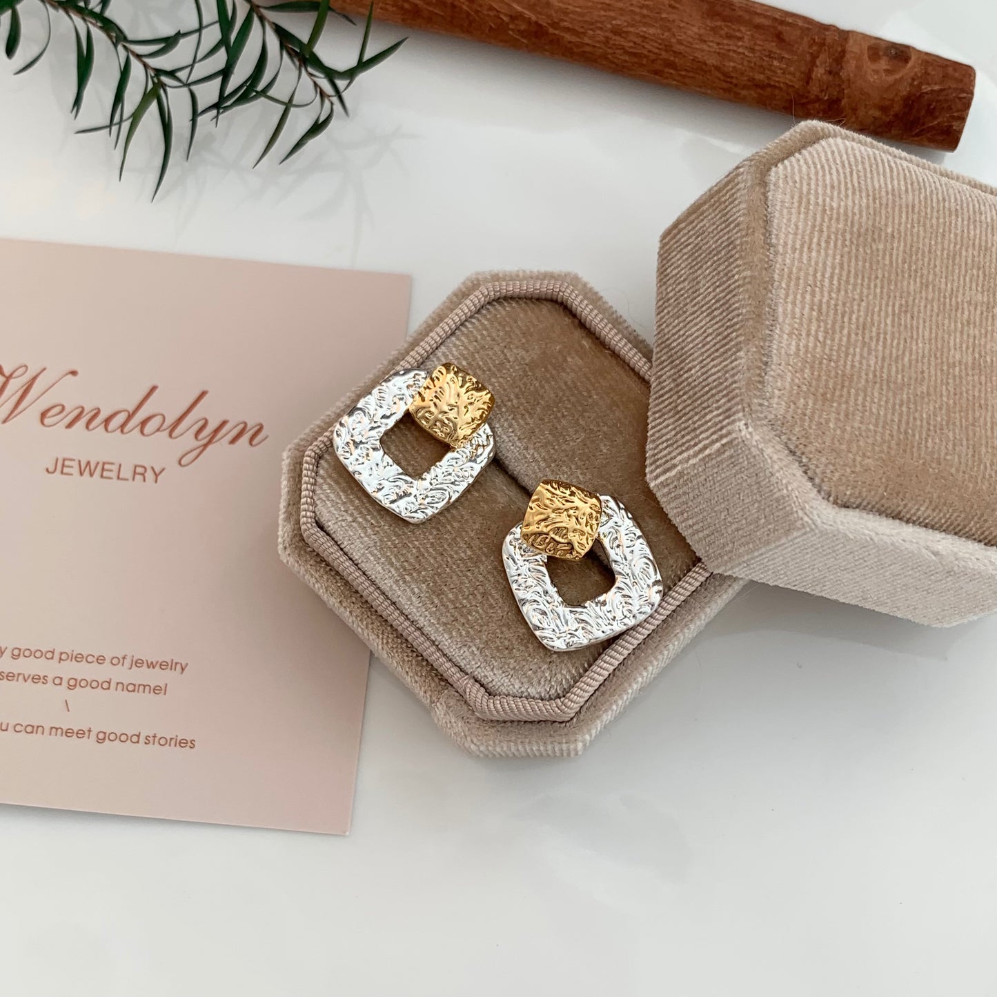 Silver Square Earrings