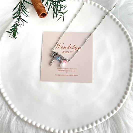 Sliver Heart Pearl Necklace