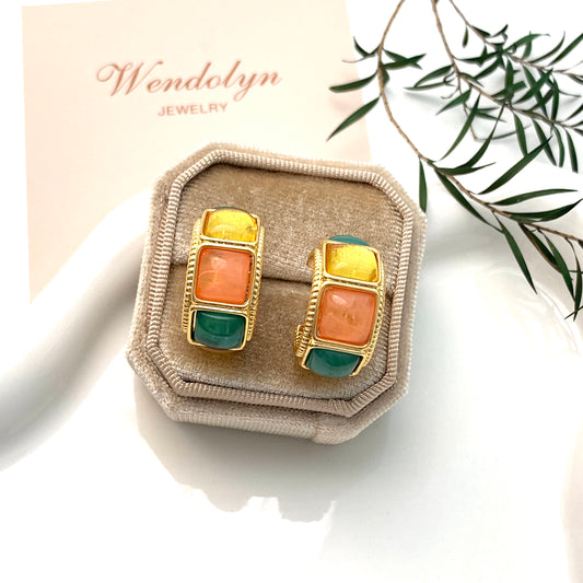 SQUARES GEMSTONE EARRINGS