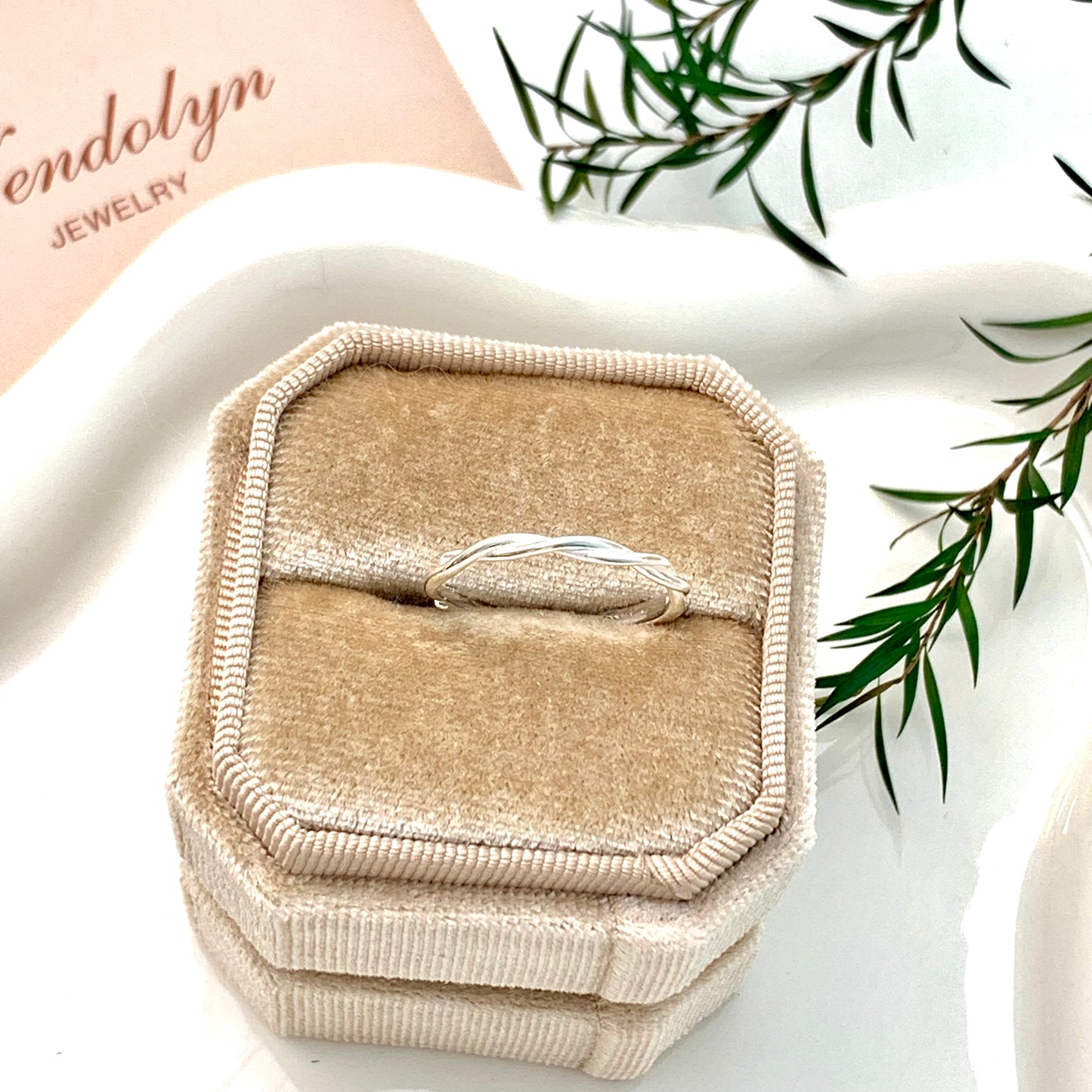 SLIVER CROSS BRAID OPEN RING