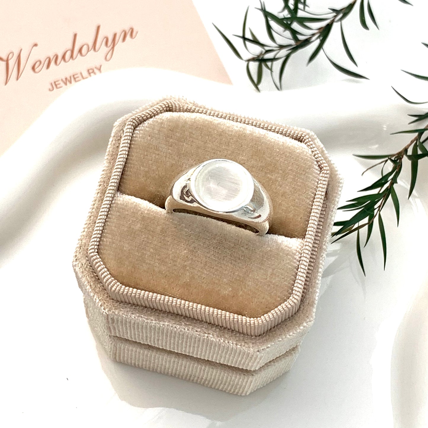 SLIVER MOONSTONE OPEN RING