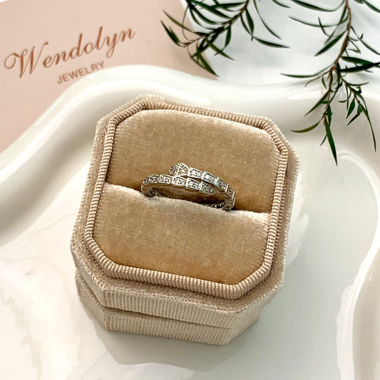 SLIVER ZIRCON SNAKE OPEN RING