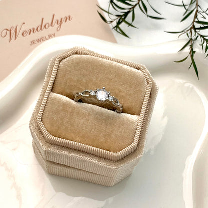 SILVER CROWN ZIRCON OPEN RING