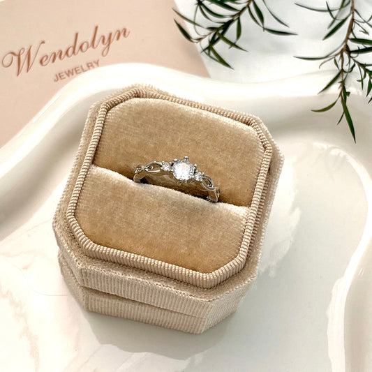 SILVER CROWN ZIRCON OPEN RING