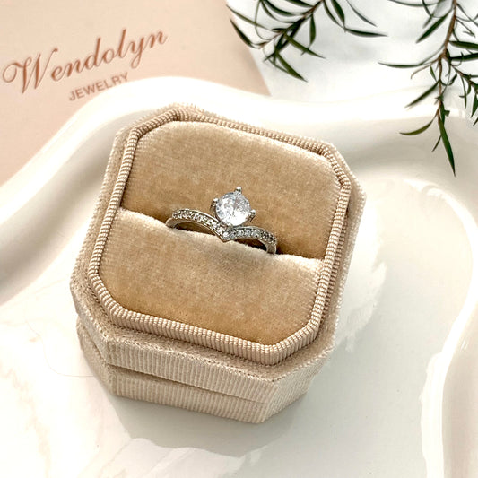 SILVER ZIRCON CROWN OPEN RING