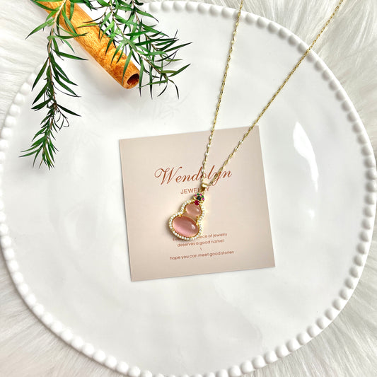 Golden Pink Gourd Necklace