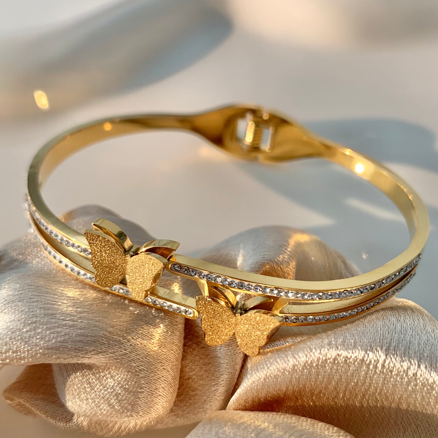Golden Butterfly Zirconia Bracelet