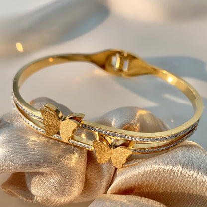 Golden Butterfly Zirconia Bracelet