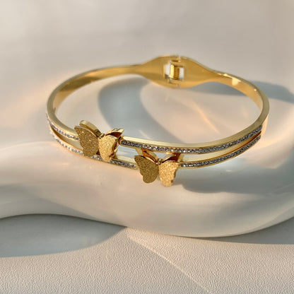 Golden Butterfly Zirconia Bracelet